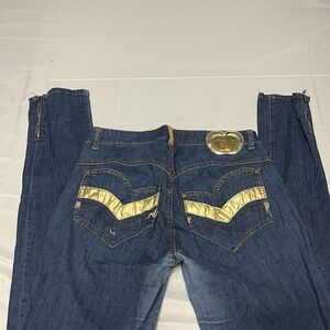 Vtg Apple Bottom Jeans Womens 30x33 Skinny Low Rise Dark Wash Blue Y2K